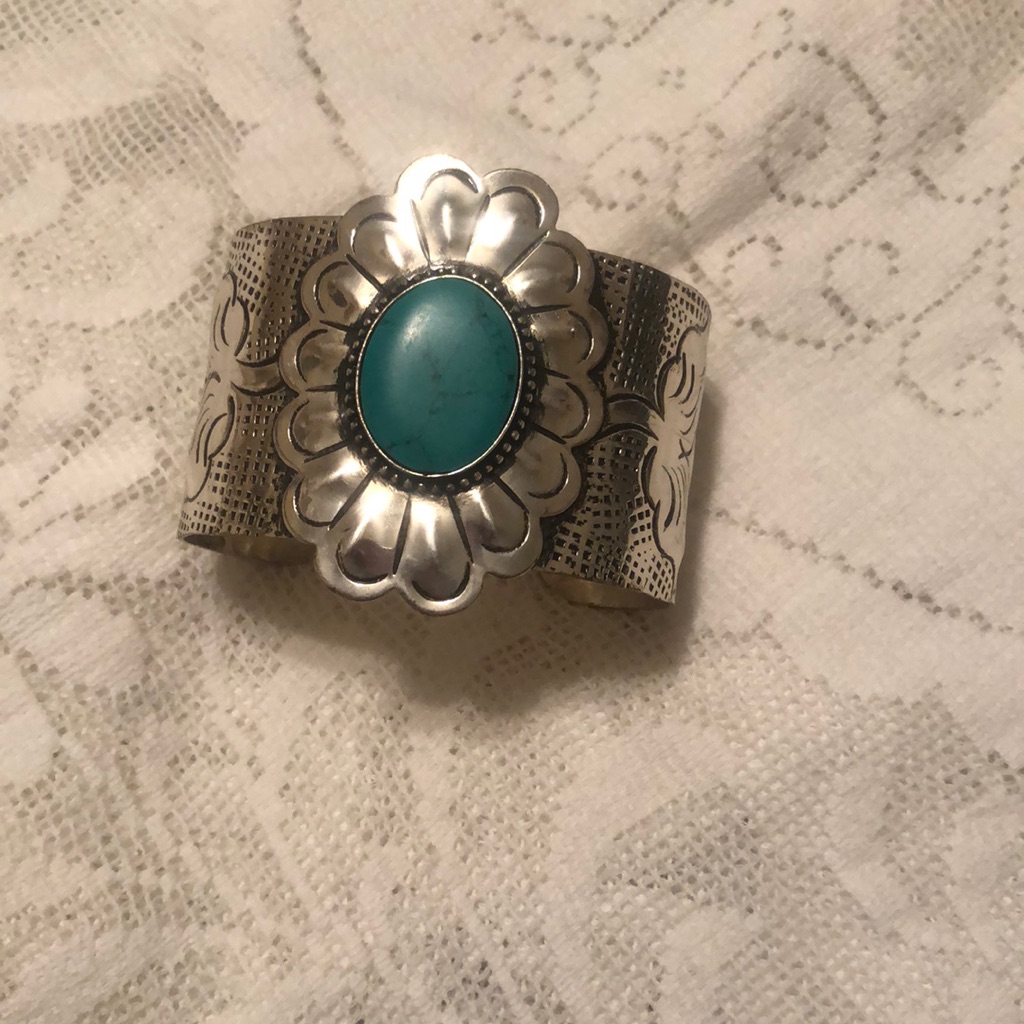 Stephan Co Faux Silver Turquoise Cuff Bracelet 25$